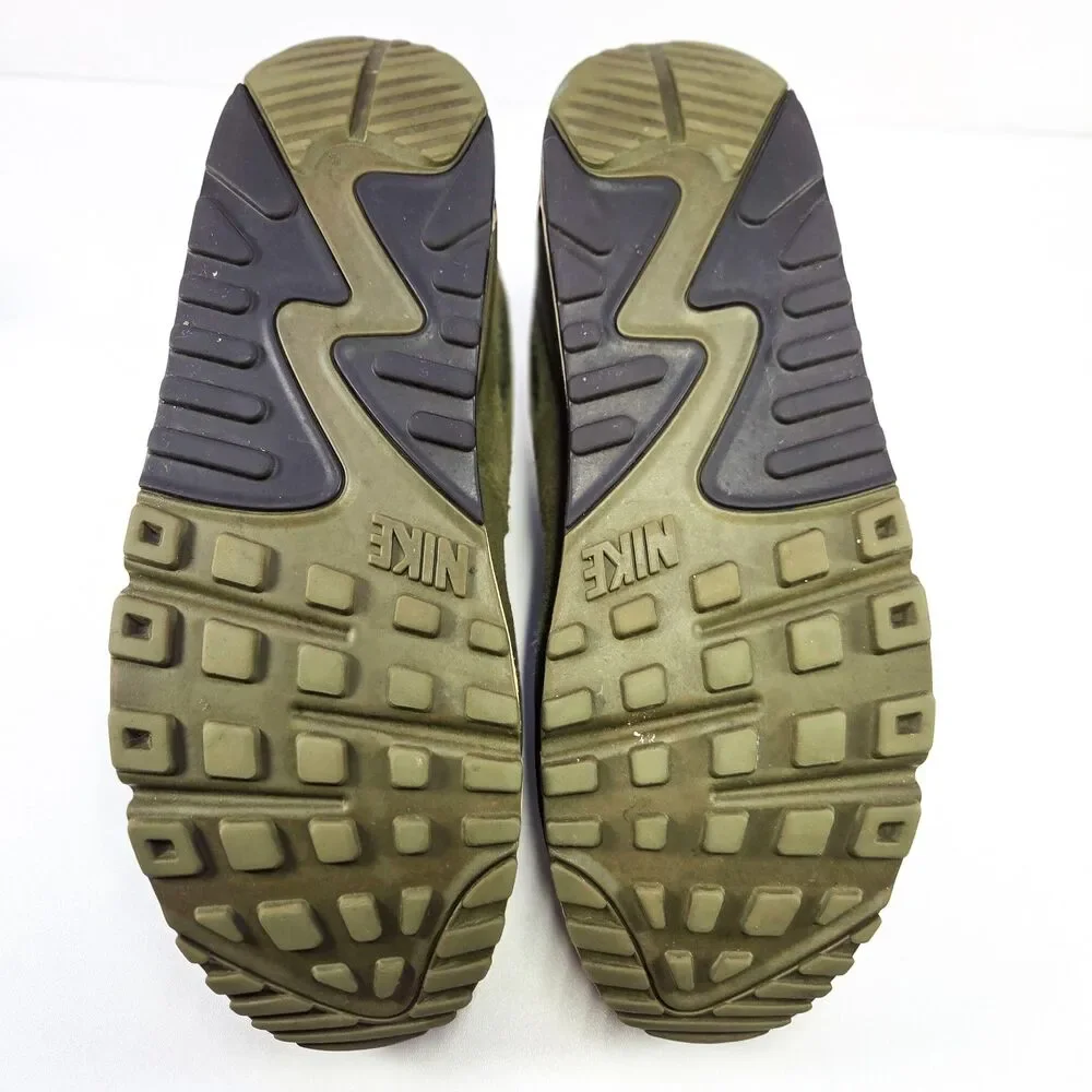 Nike Air Max 90 Olive Green Suede Mesh 537384-201 Sz 9.5